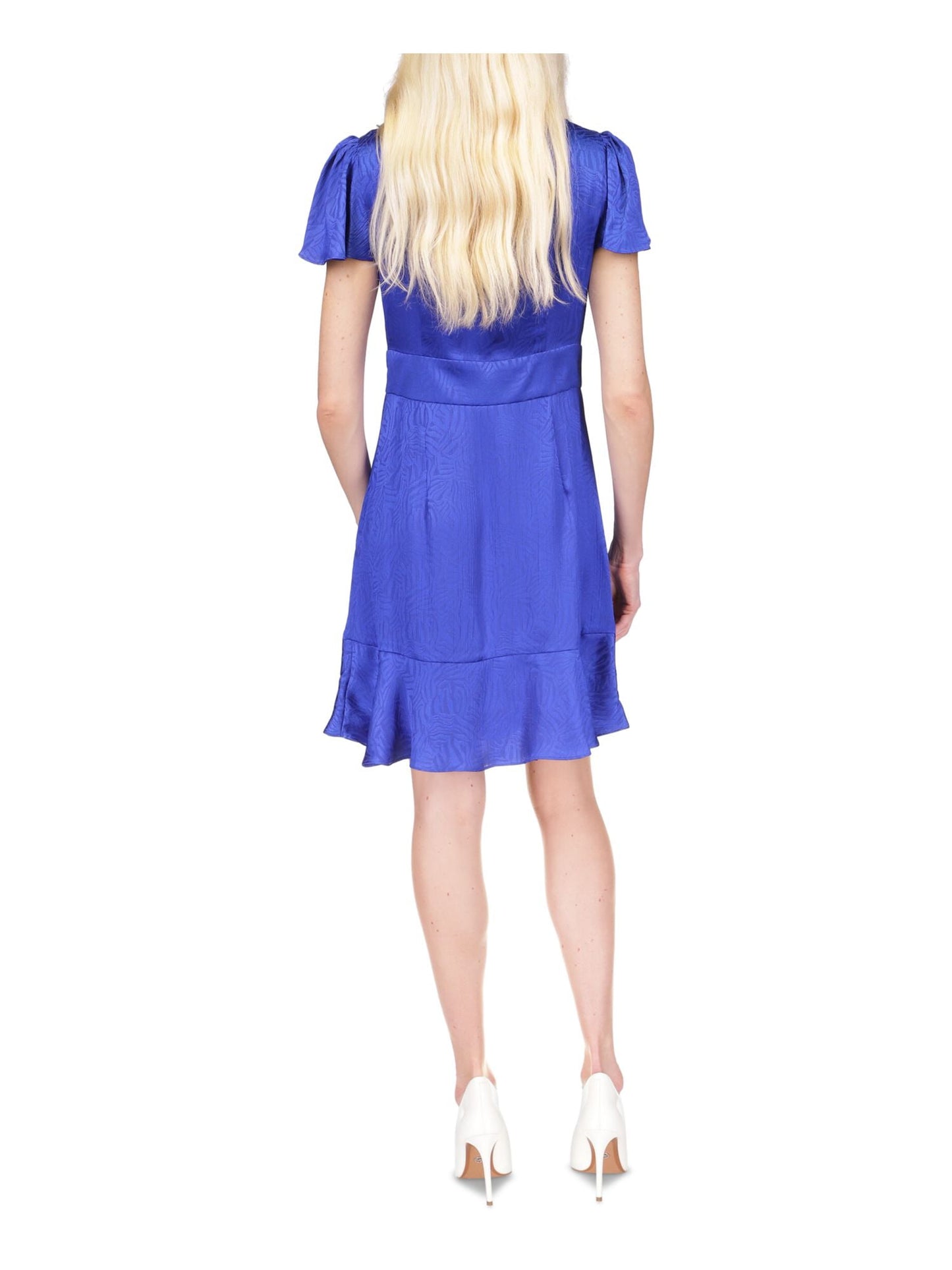 Michael Kors Women's Jacquard Zebra Tie Dress Blue Size 10