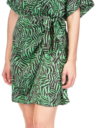 Michael Kors Women's Zebra Print Tie Dress Green Size Medium