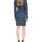 Michael Kors Women's Zebra Print Ruched Mini Dress Blue Size X-Large