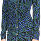 Michael Kors Women's Zebra Print Ruched Mini Dress Blue Size X-Large