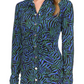 Michael Kors Women's Zebra Print Ruched Mini Dress Blue Size X-Large