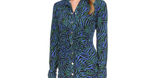 Michael Kors Women's Zebra Print Ruched Mini Dress Blue Size X-Large