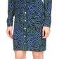 Michael Kors Women's Zebra Print Ruched Mini Dress Blue Size X-Large