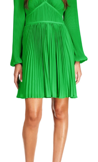 Michael Kors Women's Pleated Keyhole Dress Green Size Medium