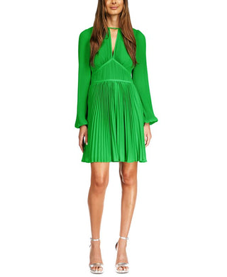 Michael Kors Women's Pleated Keyhole Dress Green Size Large