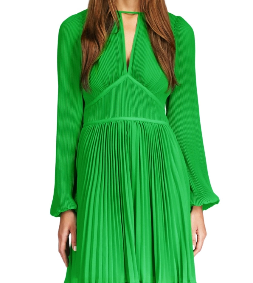 Michael Kors Women's Pleated Keyhole Dress Green Size X-Large