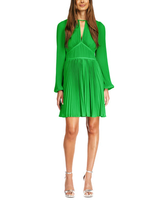 Michael Kors Women's Pleated Keyhole Dress Green Size X-Large