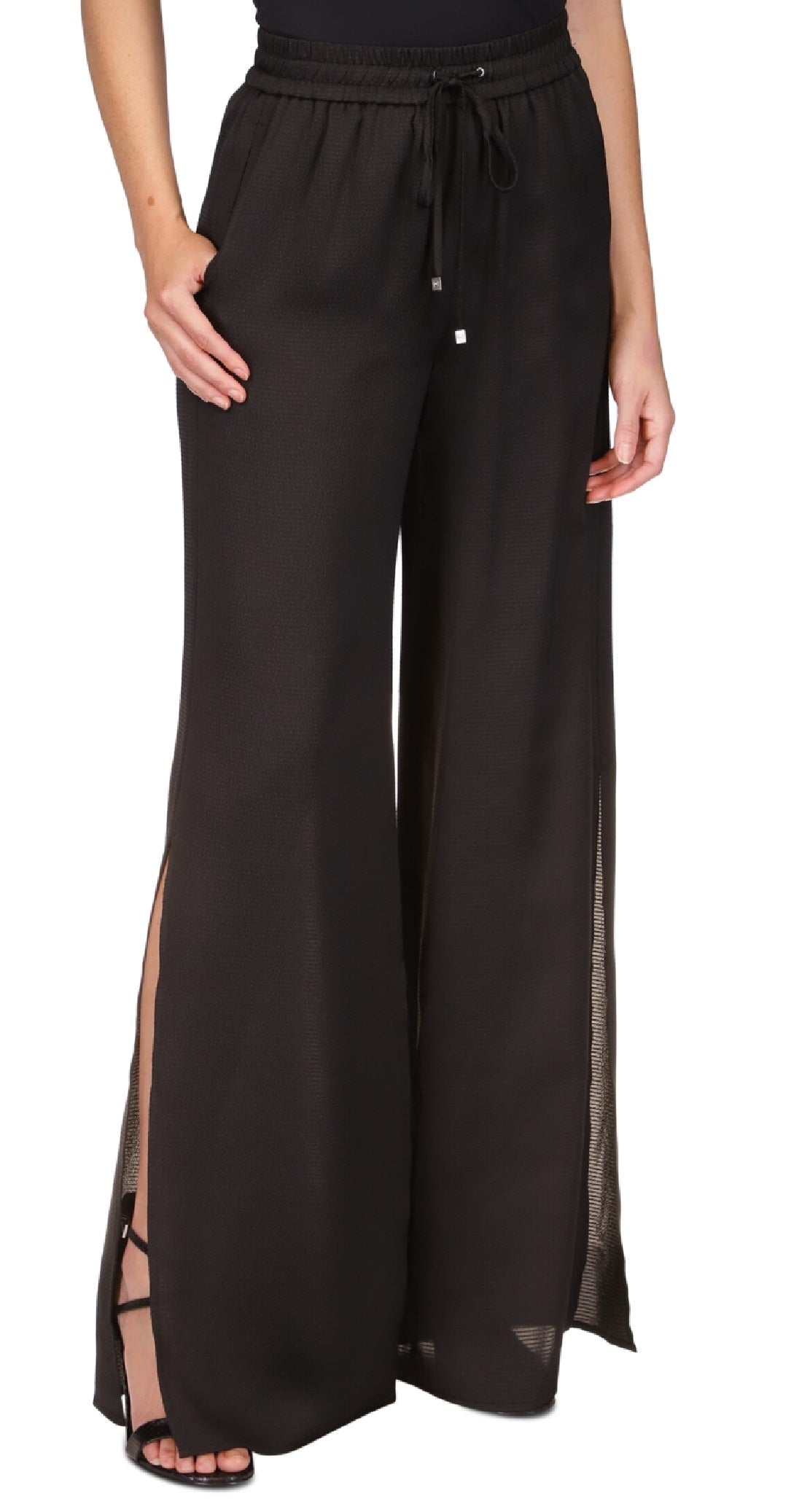 Michael Kors Women's Solid High Slit Pants Black Size Petite Medium