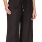 Michael Kors Women's Solid High Slit Pants Black Size Petite Medium
