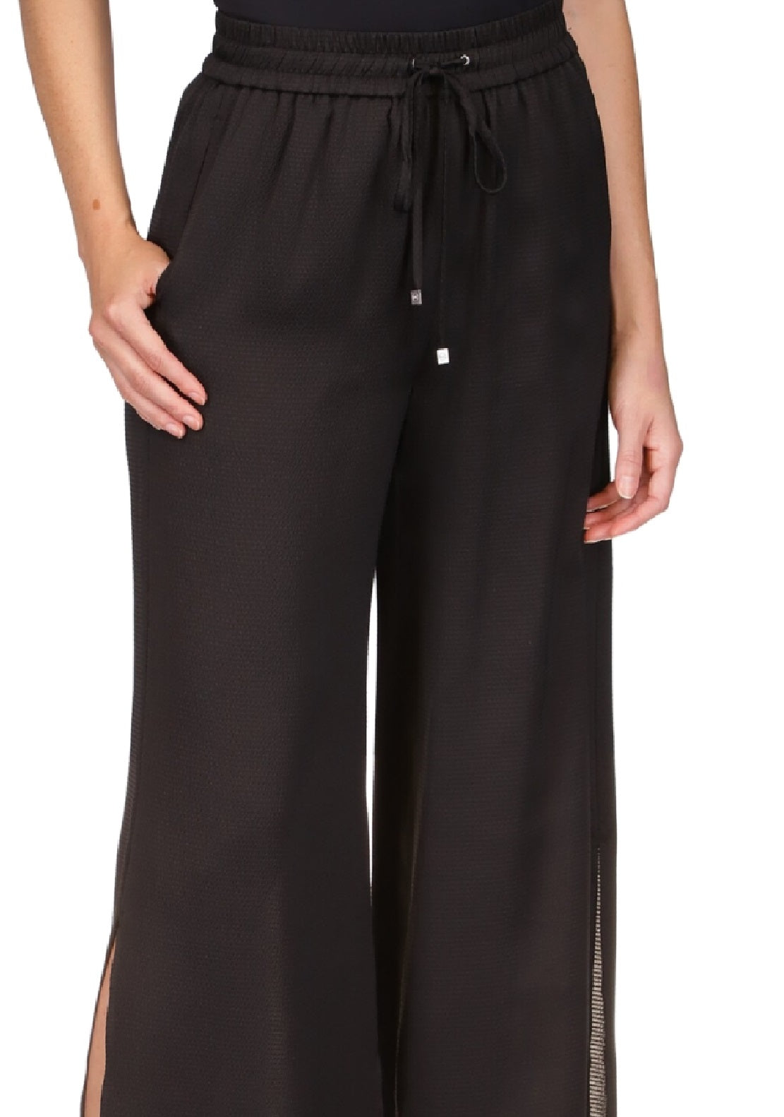 Michael Kors Women's Solid High Slit Pants Black Size Petite Medium