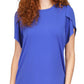 Michael Kors Women's Petal Sleeve Top Blue Size Petite Medium