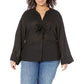Michael Kors Women's Long Sleeve Tie Neck Blouse Black Size 1X