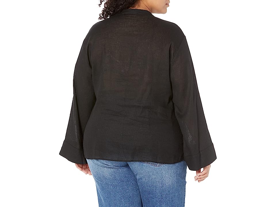 Michael Kors Women's Long Sleeve Tie Neck Blouse Black Size 1X