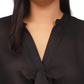Michael Kors Women's Long Sleeve Tie Neck Blouse Black Size 2X