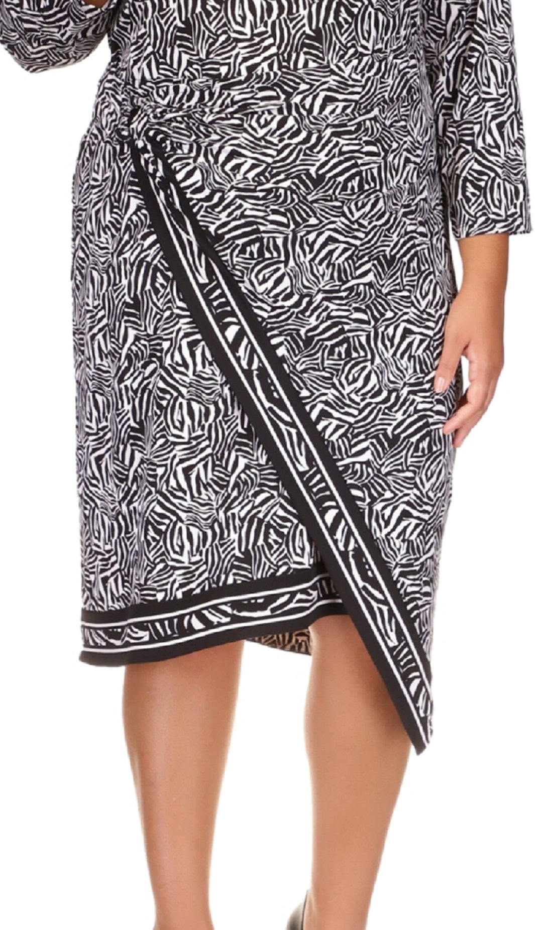 Michael Kors Women's Plus Zebra Print Asymmetric Midi Dress Grey Size 0X