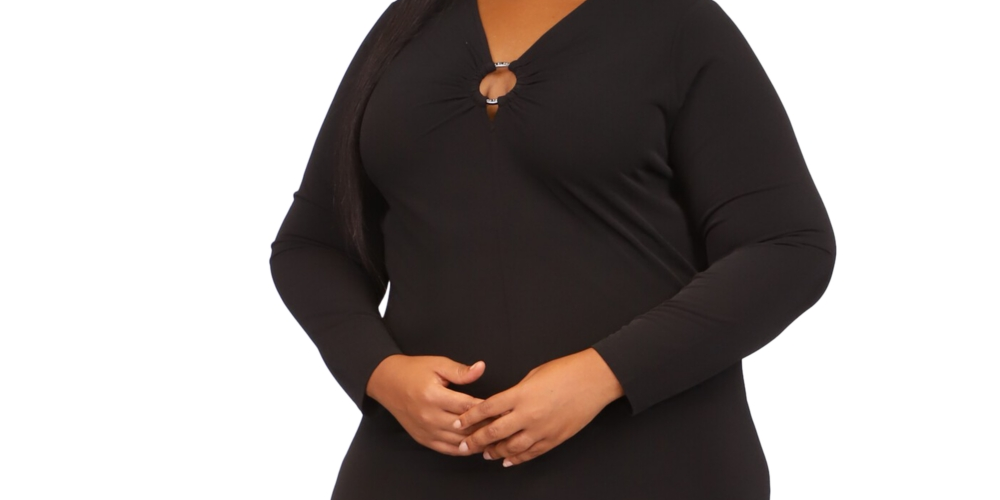 Michael Kors Women's Long Sleeve O Ring Cutout Dress Black Size 1X