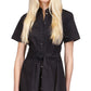 Michael Kors Women's Cotton Tie Waist Shirt Dress Black Size X-Large