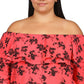 Michael Kors Women's Ruffled Off The Shoulder Top Pink Size 2X