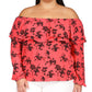 Michael Kors Women's Ruffled Off The Shoulder Top Pink Size 2X