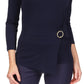 Michael Kors Women's Twist Front Hardware Top Blue Size Large