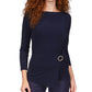 Michael Kors Women's Twist Front Hardware Top Blue Size Large