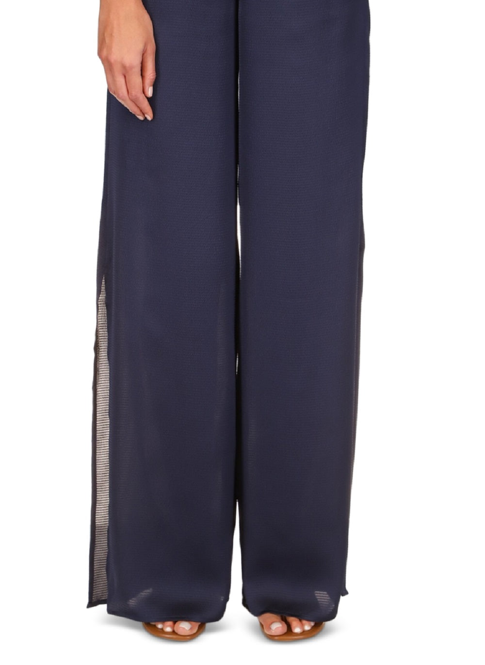 Michael Kors Women's Chain Print High Slit Pull On Pants Blue Size Large