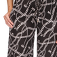 Michael Kors Women's Solid And Chain Print High Slit Pull On Pants Black Size Petite X-Small