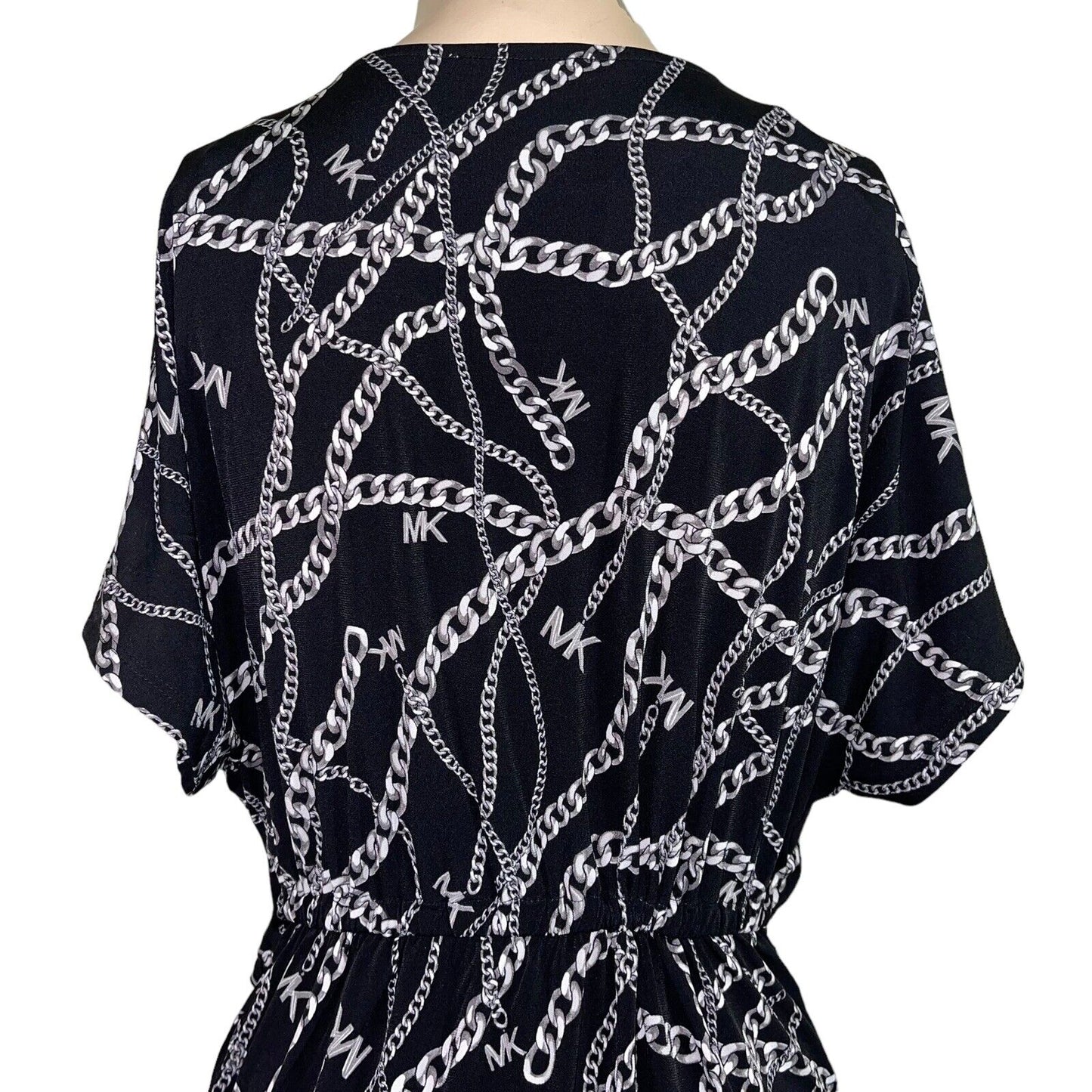 Michael Kors Women's Faux Wrap Tie Waist Dress Black Size Small