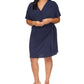 Michael Kors Women's Short Sleeve Faux Wrap Dress Blue Size 2X