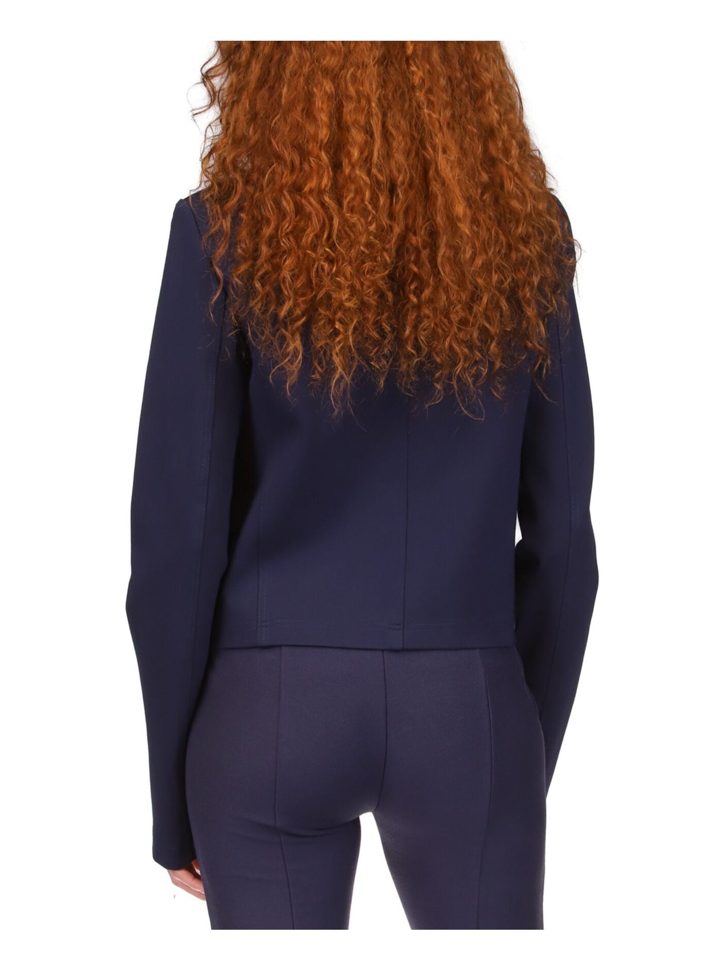 Michael Kors Women's Unlined Pocketed Button Detail Military Jacket Blue Size Small