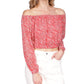Michael Kors Women's Zebra Print Off The Shoulder Top Pink Size Small