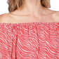 Michael Kors Women's Zebra Print Off The Shoulder Top Pink Size Small