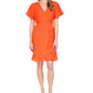 Michael Kors Women's Faux Wrap Mini Dress Orange Size Large