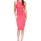 Michael Kors Women's Ruched Sleeveless Midi Dress Pink Size X-Small