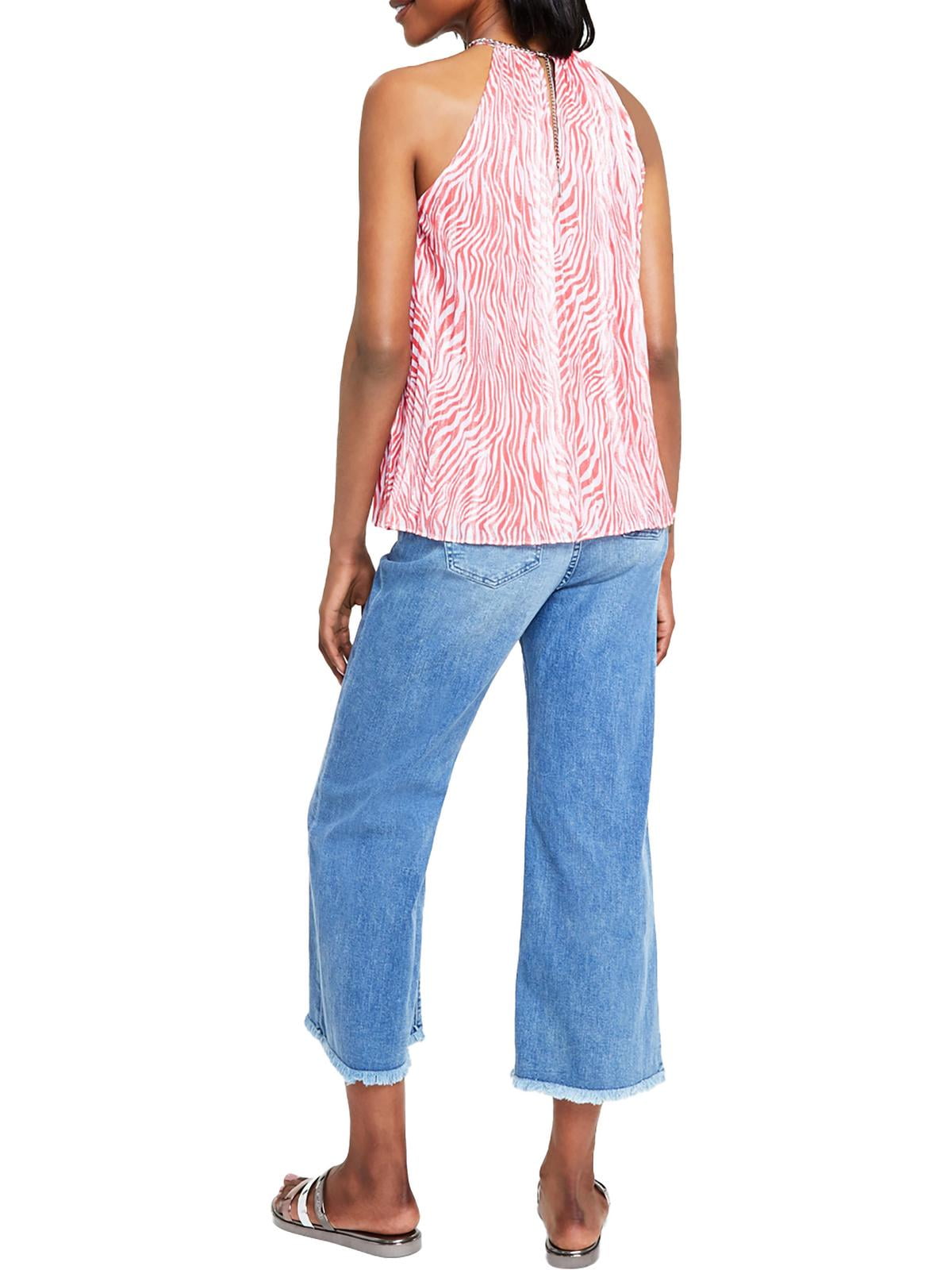 Michael Kors Women's Zebra Print Pleated Chain Top Pink