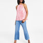 Michael Kors Women's Zebra Print Pleated Chain Top Pink