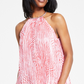 Michael Kors Women's Zebra Print Pleated Chain Top Pink
