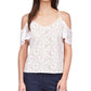 Michael Kors Women's Lace Cold Shoulder Chain Top White Size X-Large