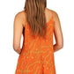 Michael Kors Women's Chain Print Pleated Tank Top Orange Size X-Small