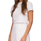 Michael Kors Women's Geo Eyelet Cropped Short Sleeve Top White Size 8