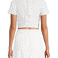 Michael Kors Women's Geo Eyelet Cropped Short Sleeve Top White Size 8