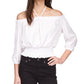 Michael Kors Women's Smocked Long Sleeve Blouson Top White Size X-Large