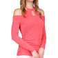Michael Kors Women's Cold Shoulder Keyhole Top Pink