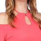 Michael Kors Women's Cold Shoulder Keyhole Top Pink
