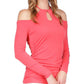 Michael Kors Women's Cold Shoulder Keyhole Top Pink