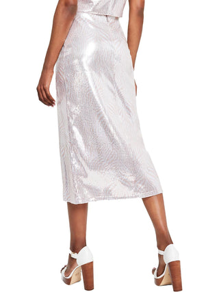 Michael Michael Kors Women's Sequined Zebra-Print A-Line Midi Skirt Size XL