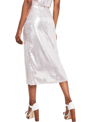Michael Michael Kors Women's Sequined Zebra-Print A-Line Midi Skirt Size XL