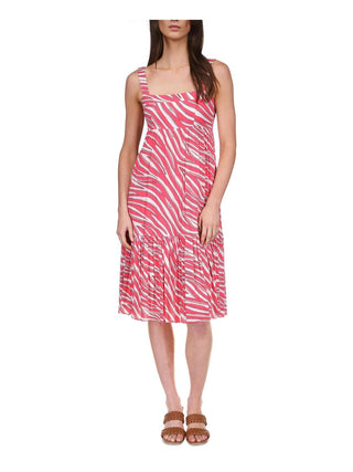 Michael Kors Women's Large Soft Zebra Midi Dress Pink