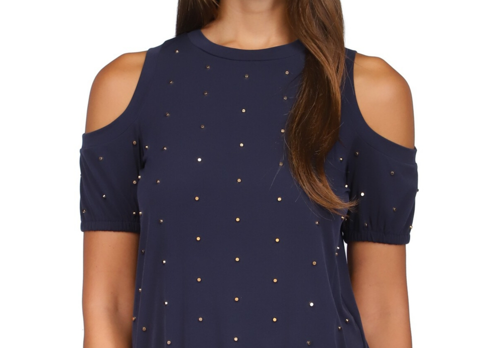Michael Michael Kors Women's Studded Cold-Shoulder Top Size S