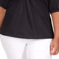 Michael Kors Women's Cotton Poplin 3/4 Sleeve Top Black